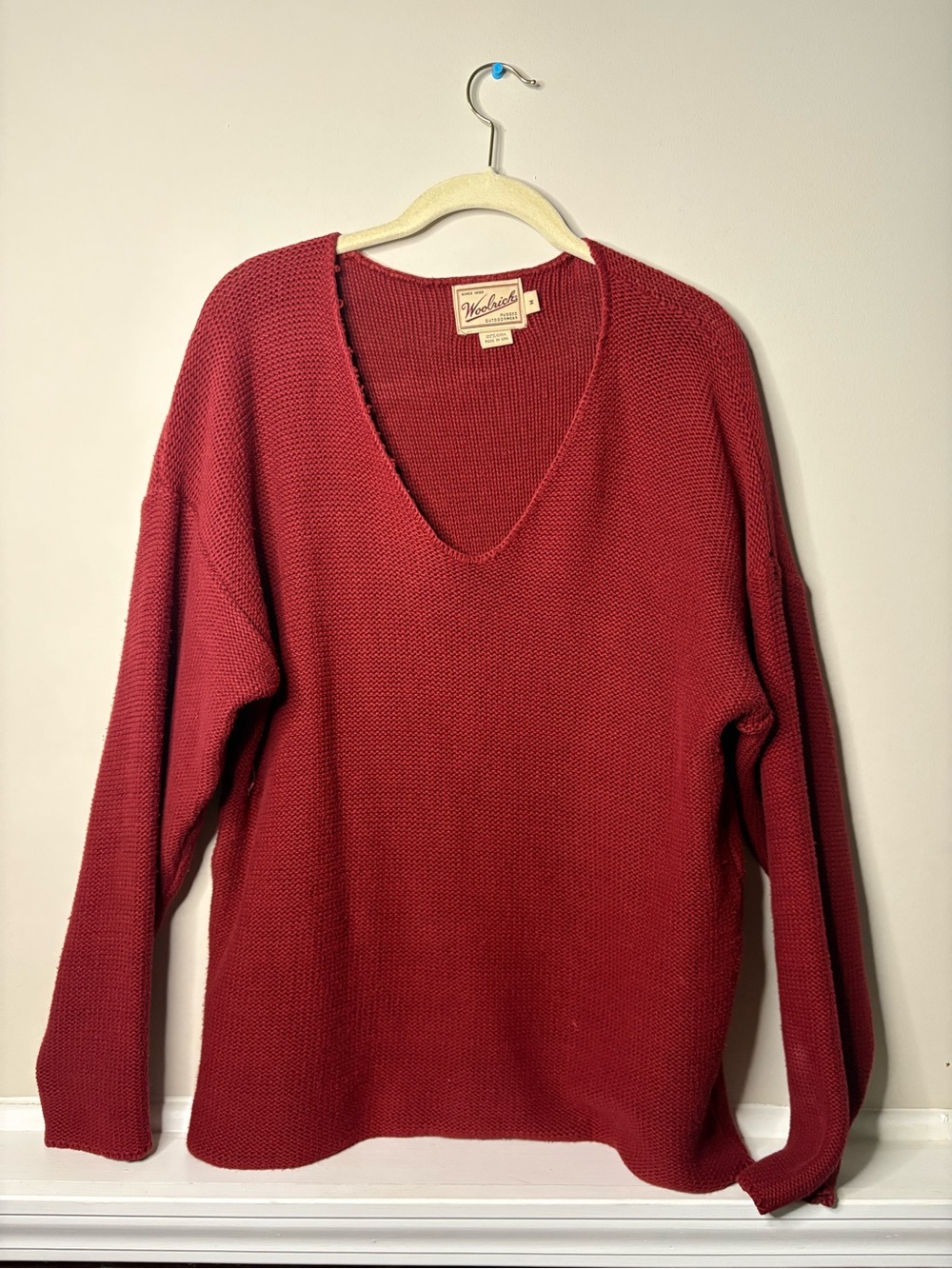 Woolrich Vintage Women's V-Neck Knit Sweater - Burgundy
